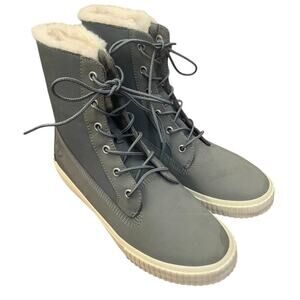 Timberland Women's Skyla Bay 6" Gray Faux‎ Fur Fold Down Nubuck Boot US 8.5